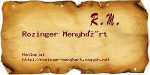 Rozinger Menyhért névjegykártya
